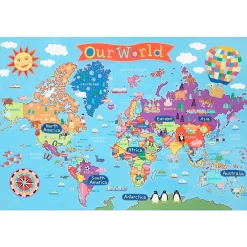 Educators Resource Round World Products Vibrant World Map Floor Puzzle - 48 pc* Puzzles