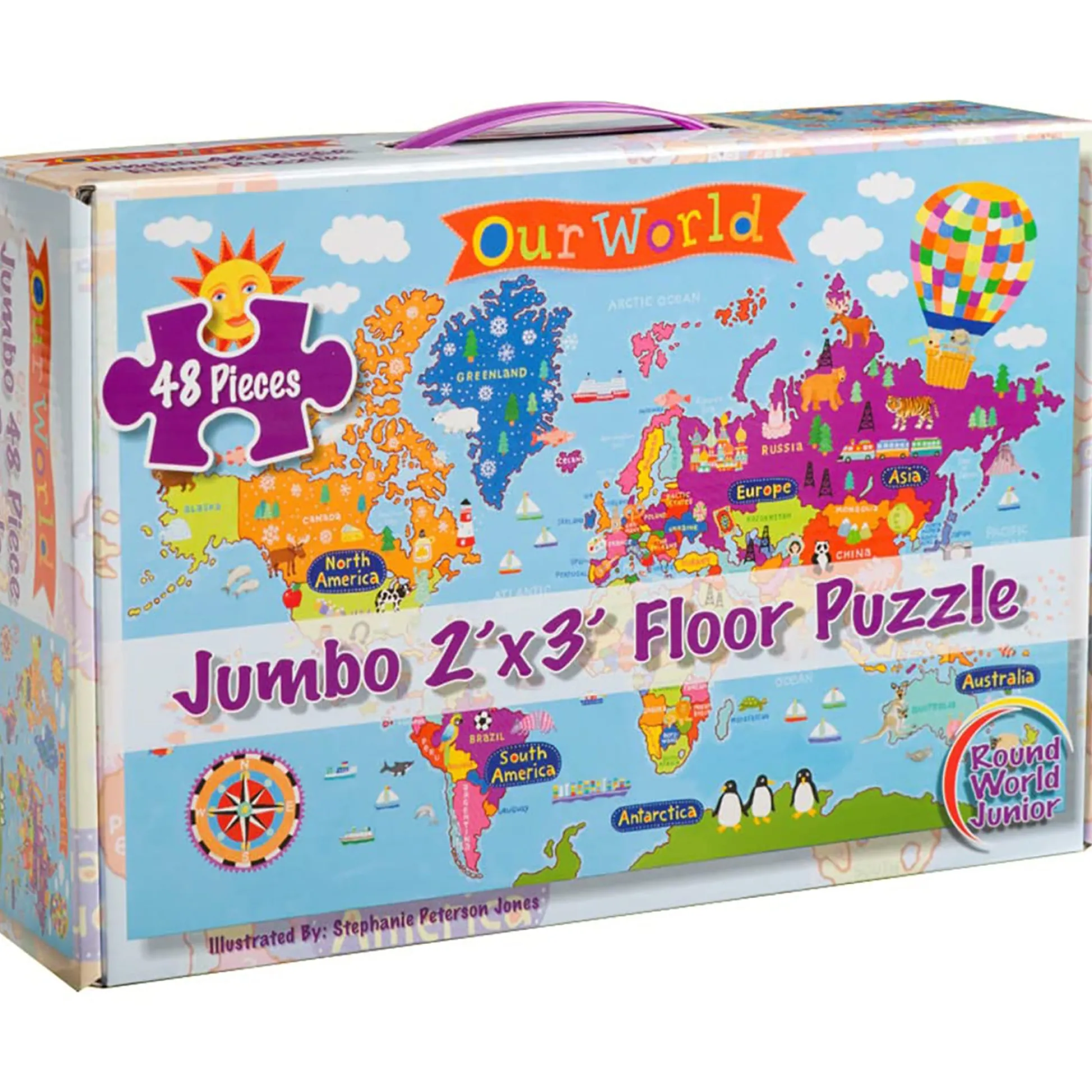 Educators Resource Round World Products Vibrant World Map Floor Puzzle - 48 pc* Puzzles