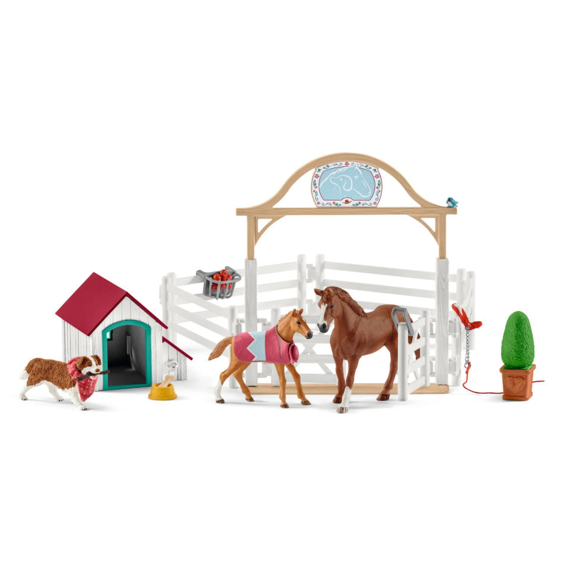 Flat River Group Schleich Horse Club: Hannah's Guest Horses with Ruby The Dog - 33 Piece Playset for Ages 5-12* Animal Figures|Dress Up