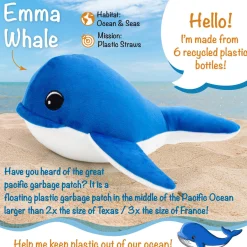 Flat River Group Shore Buddies Emma The Whale 12 inch Interactive Plush Toy with Sounds* Stuffed Animals|Stuffed Animals & Plush Toys
