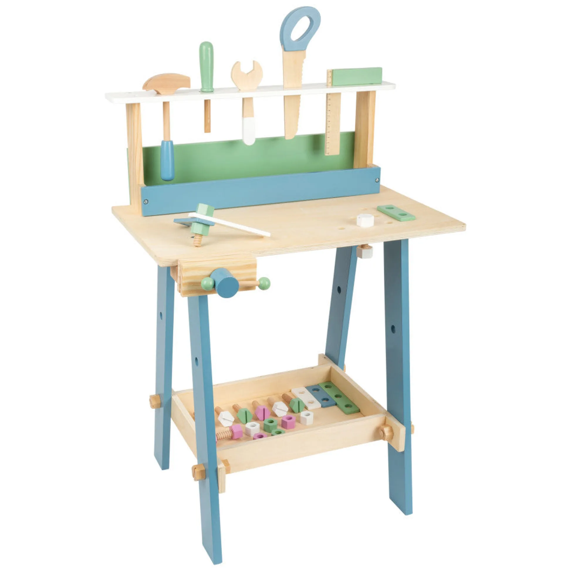 Flat River Group Small Foot Wooden Toys - Premium Nordic Workbench - Gender-Neutral Colors* Tools & Workshops|Dress Up