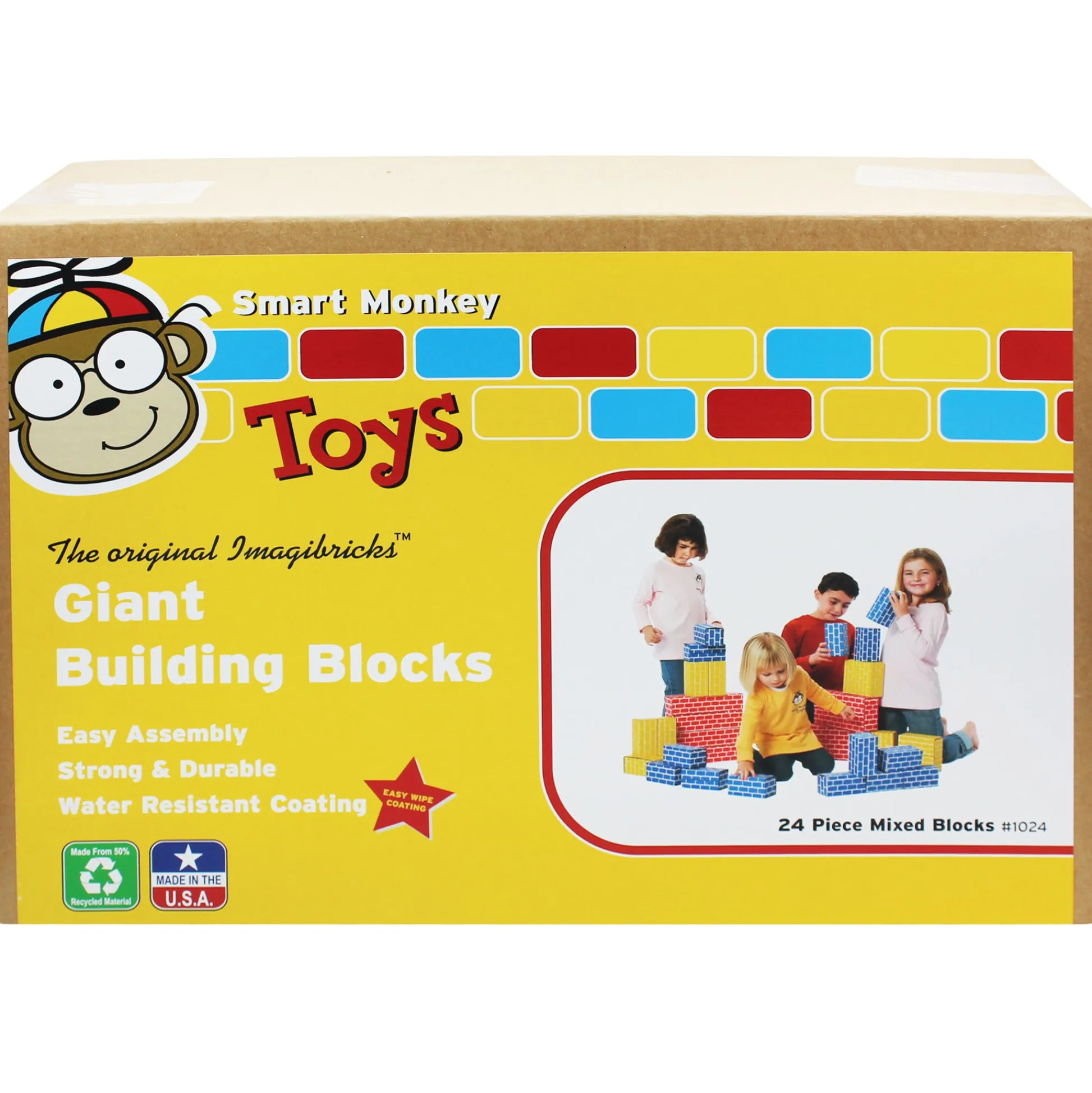 Educators Resource Smart Monkey Toys ImagiBRICKS 24-Piece Giant Building Block Set* Wood & Jumbo Blocks
