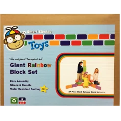 Educators Resource Smart Monkey Toys ImagiBRICKS 24-Piece Giant Rainbow Building Block Set* Wood & Jumbo Blocks