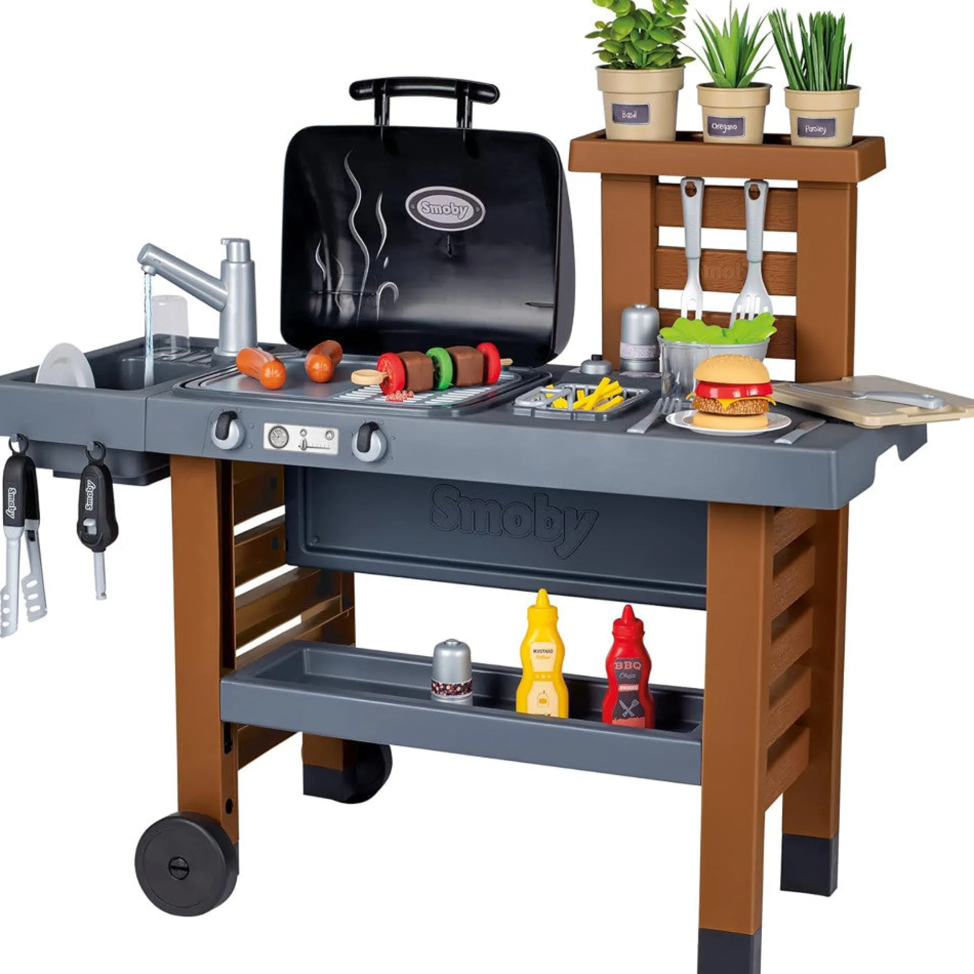 Flat River Group Smoby Garden Kitchen Playset - Toy Grill with 43 Accessories* Kitchens & Play Food|Dress Up