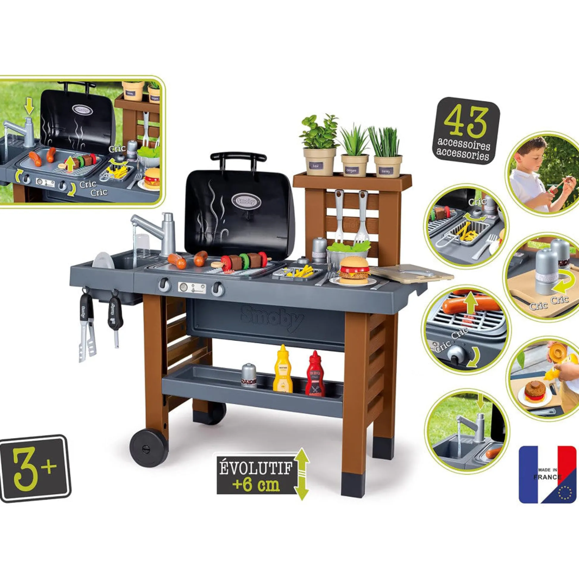 Flat River Group Smoby Garden Kitchen Playset - Toy Grill with 43 Accessories* Kitchens & Play Food|Dress Up