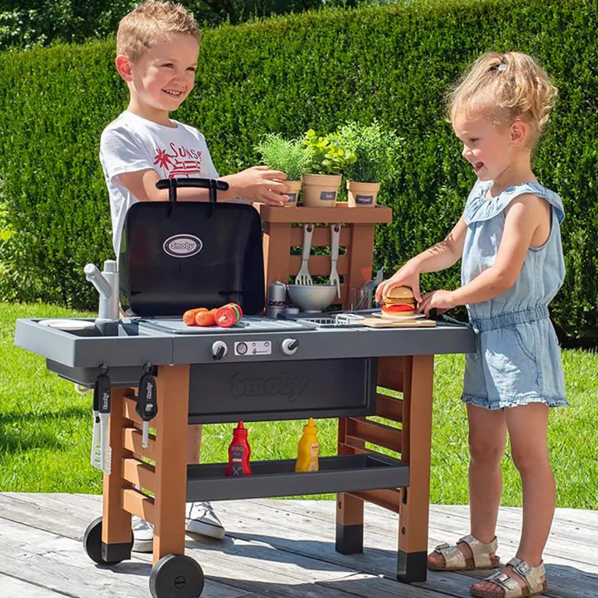 Flat River Group Smoby Garden Kitchen Playset - Toy Grill with 43 Accessories* Kitchens & Play Food|Dress Up
