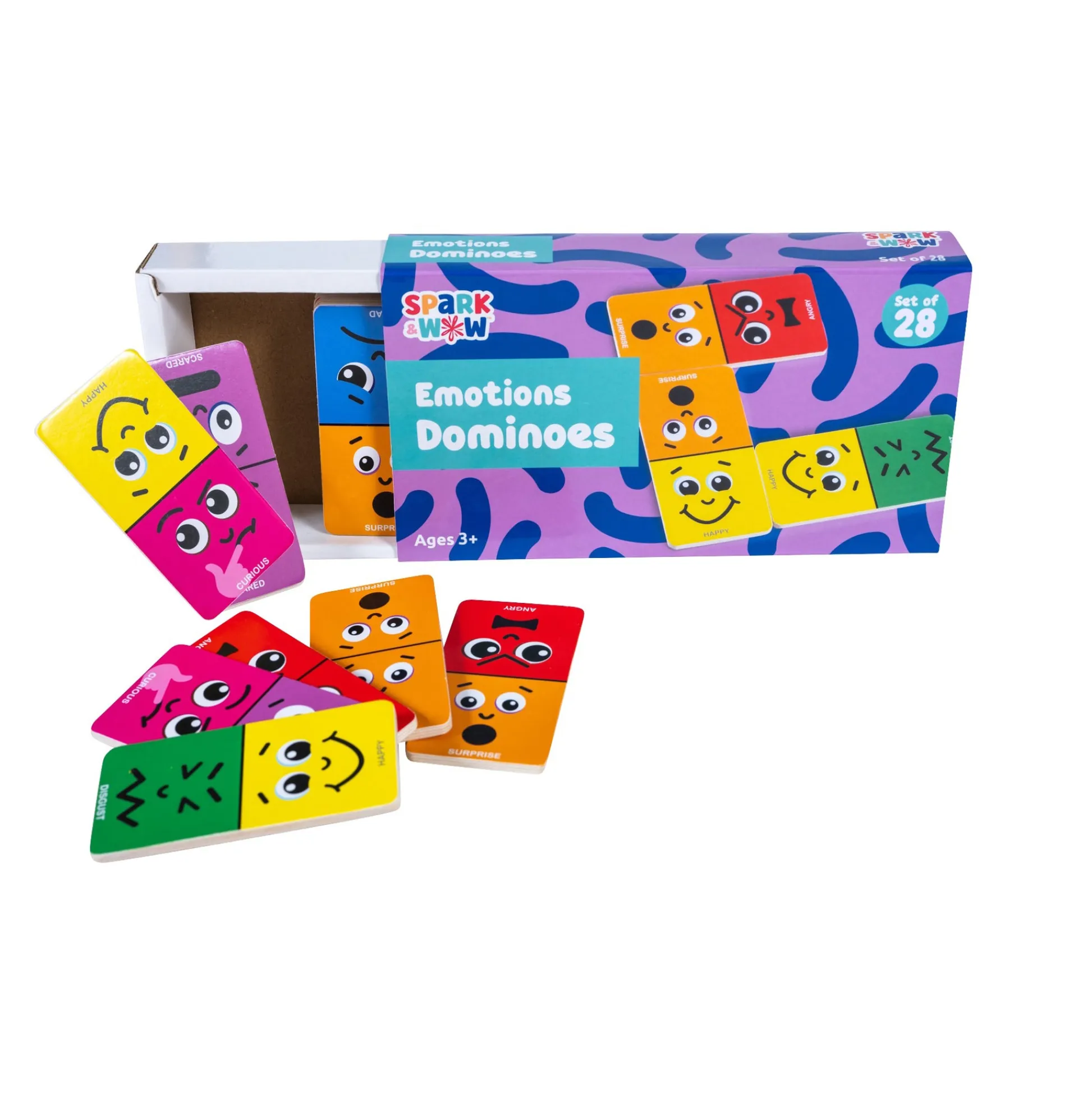 Educators Resource Spark & Wow Emotions Dominoes - Expressive Play Set - 28 Pieces* Dominoes & Tiles Games|Social & Emotional Skills
