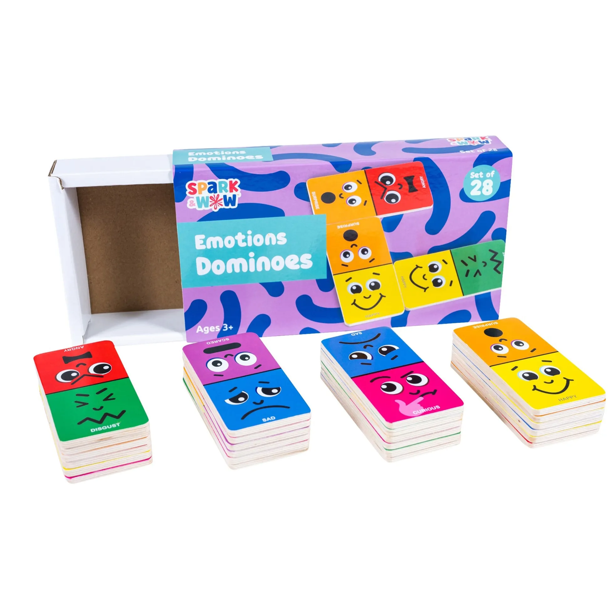 Educators Resource Spark & Wow Emotions Dominoes - Expressive Play Set - 28 Pieces* Dominoes & Tiles Games|Social & Emotional Skills