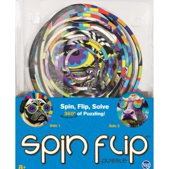 Flat River Group Spin Flip Double-Sided Puzzle - Hippy Dog & Cow, 14 Rings* Puzzles