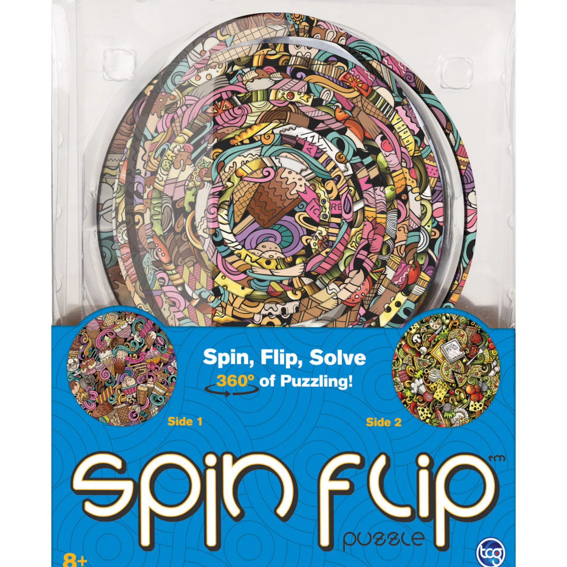 Flat River Group Spin Flip Dual-Themed Concentric Puzzle - Ice Cream & Pizza - 14 Rings* Puzzles