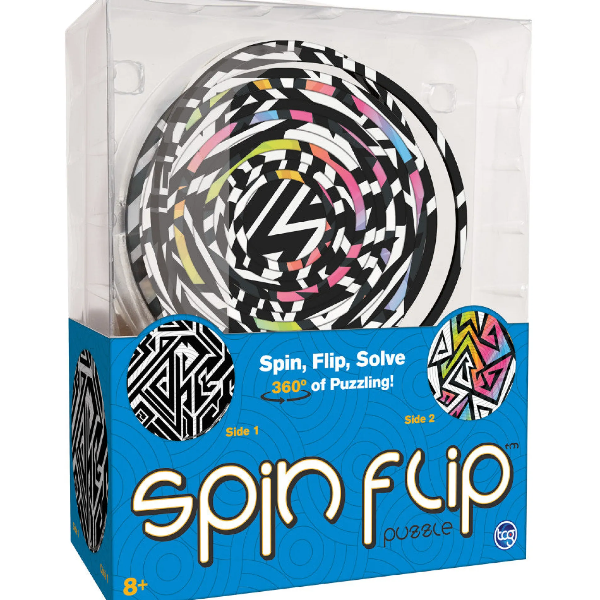 Flat River Group Spin Flip 14-Ring Abstract Art Double-Sided Puzzle - Colorful Brain Teaser* Puzzles