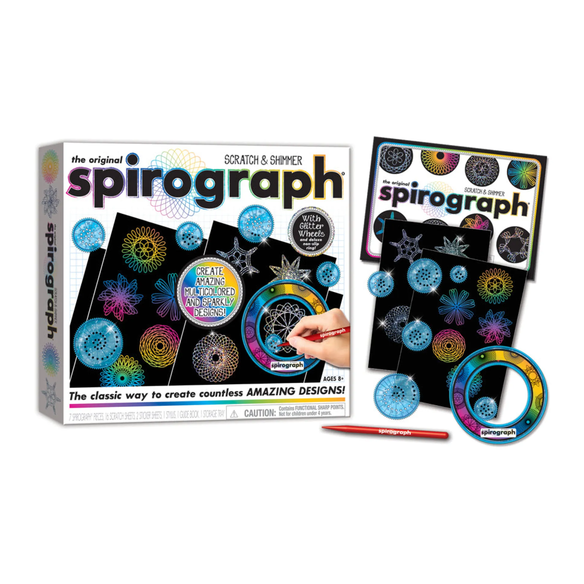 AreYouGame Spirograph Deluxe Scratch & Shimmer Art Set - Creative Drawing Kit* Drawing, Color & Painting