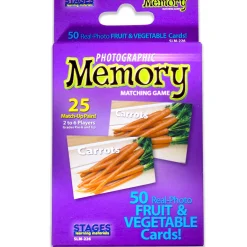 Educators Resource Stages Learning Materials - Photographic Memory Matching Game - Fruit & Vegetables - Pack of 3* Card Games
