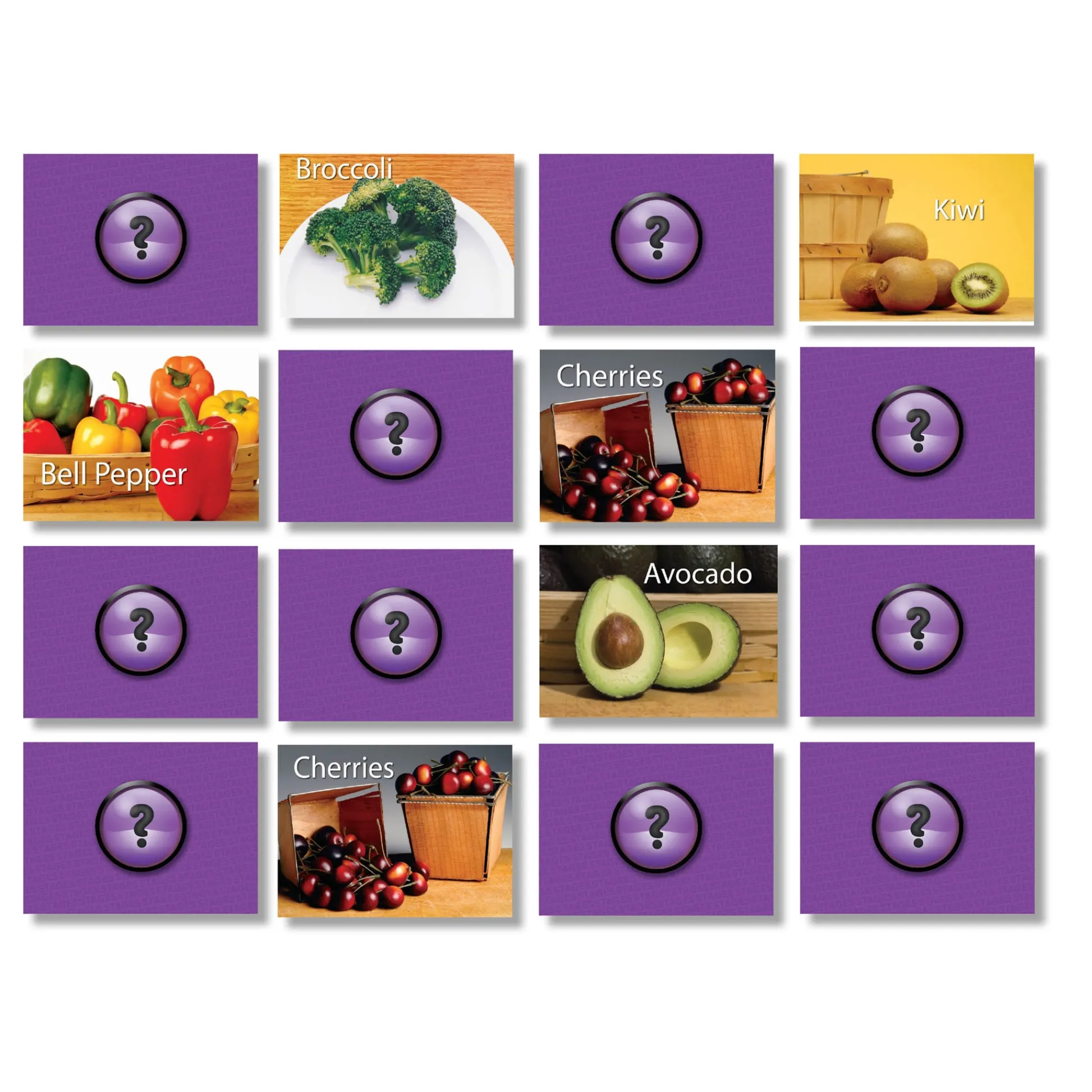 Educators Resource Stages Learning Materials - Photographic Memory Matching Game - Fruit & Vegetables - Pack of 3* Card Games