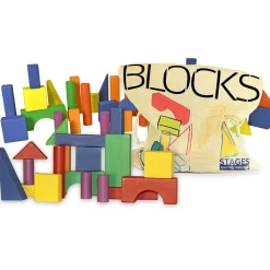 Educators Resource Stages Learning Materials Sensory Builder Blocks - 50 Piece Set* Wood & Jumbo Blocks
