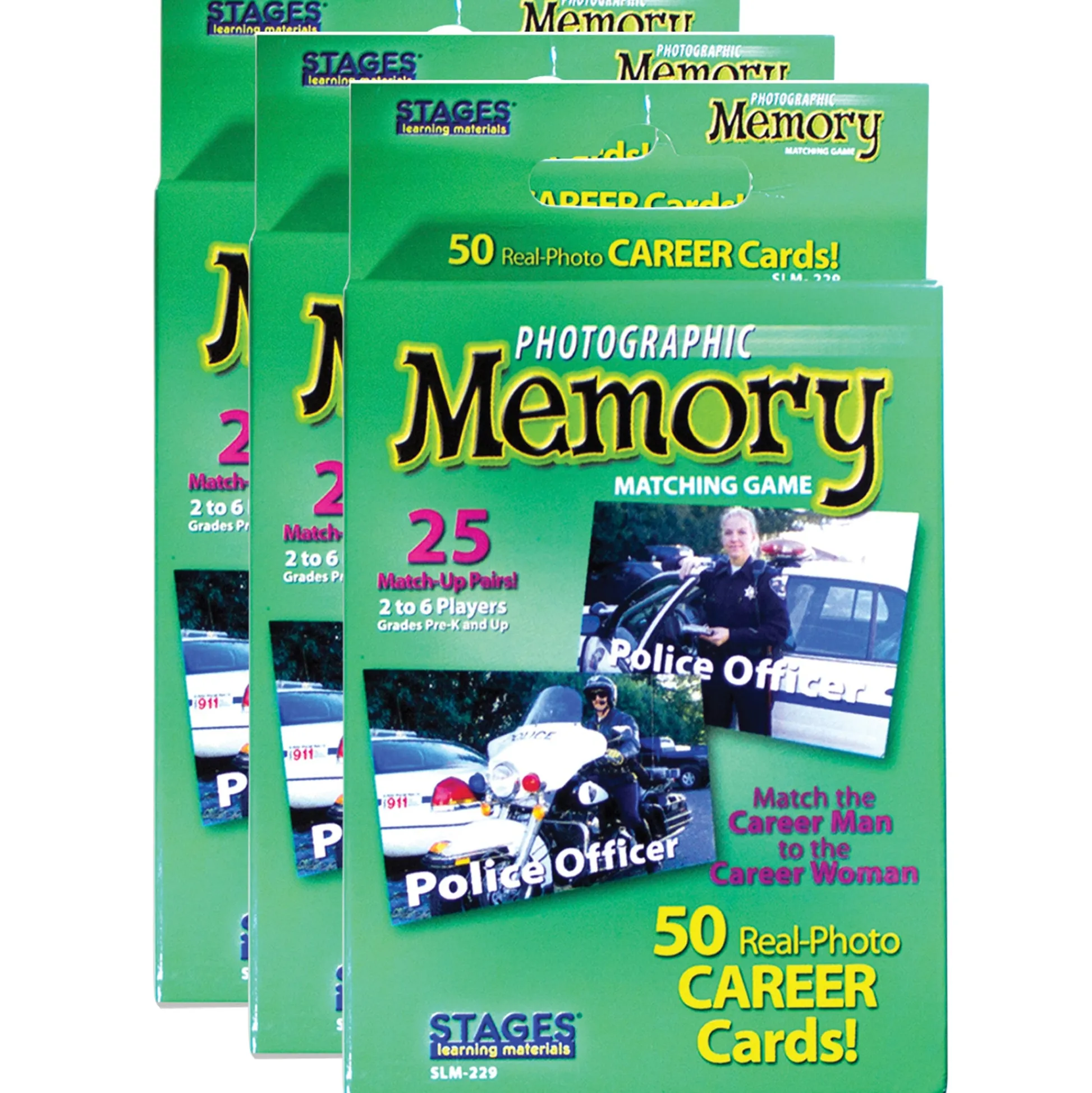 Educators Resource Stages Learning Memory Match - Careers Photographic Game - Triple Pack* Card Games