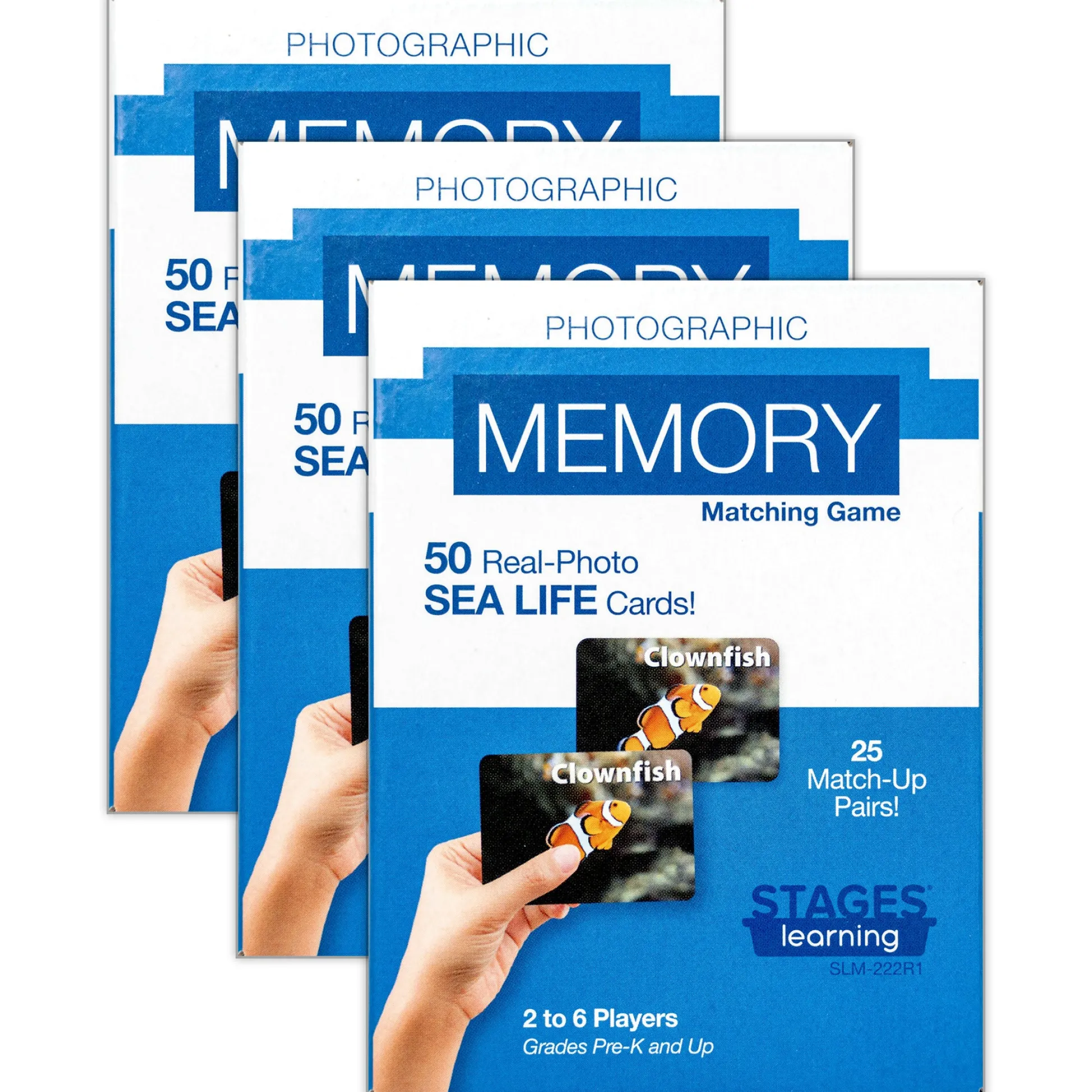 Educators Resource Stages Learning Sea Life Memory Matching Game - Photographic Card Set, Pack of 3* Card Games