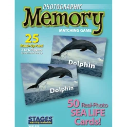 Educators Resource Stages Learning Sea Life Memory Matching Game - Photographic Card Set, Pack of 3* Card Games
