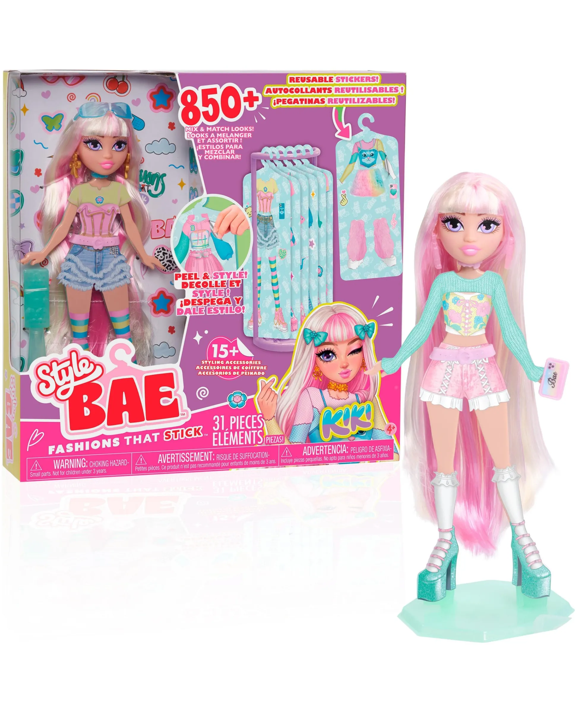 Macy's - Supplier Style Bae Kiki 10" Fashion Doll with Reusable Sticker Outfits and Accessories* Fashion Dolls|Stuffed Animals & Plush Toys