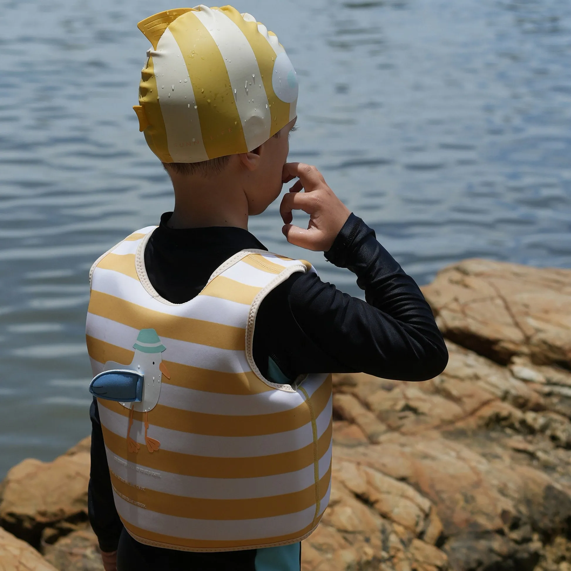Flat River Group Sunnylife Finn The Fish Kids' Silicone Swim Cap, Ages 3-9* Swimming Pools & Water Toys