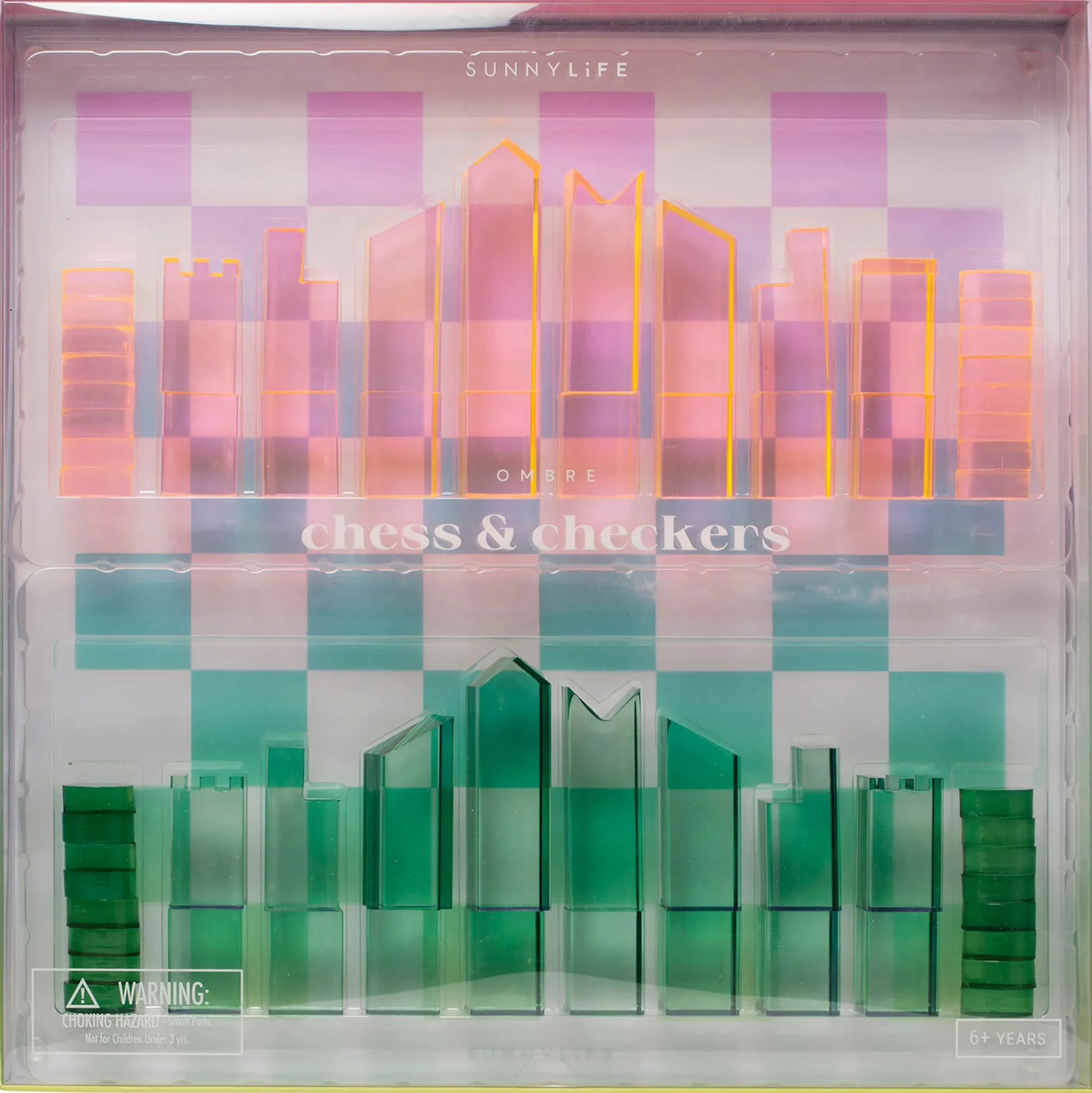 Flat River Group Sunnylife Lucite Ombre Sherbert Chess & Checkers Set* Role-Playing Games|Board Games