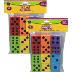 Educators Resource Teacher Created Resources Vibrant Foam Dice - Educational Math Game Set - Multi-Colored 24 Pack* Dice, Roll & Write Games