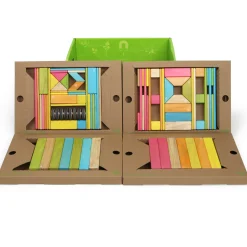 Educators Resource Tegu Magnetic Wooden Blocks, 90-Piece Classroom Kit, Tints* Magnetic Tiles & Building Sets