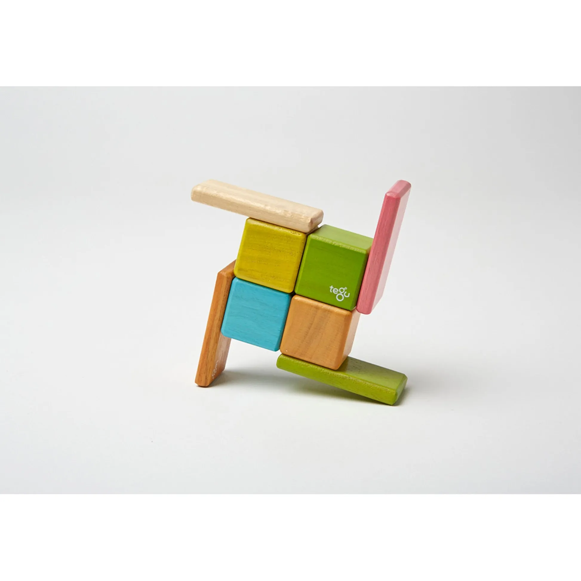 Educators Resource Tegu 8-Piece Magnetic Wooden Block Set - Pocket Pouch, Tints* Magnetic Tiles & Building Sets