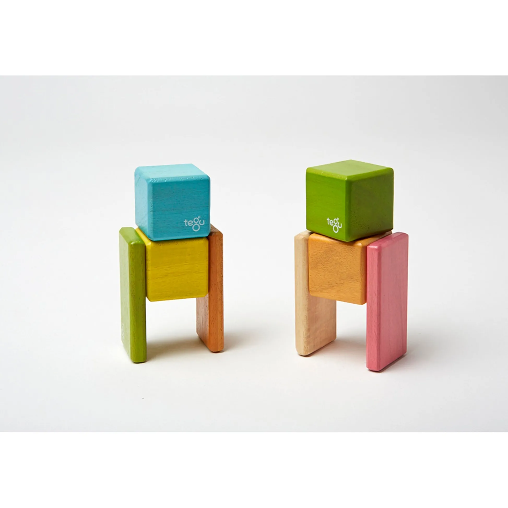 Educators Resource Tegu 8-Piece Magnetic Wooden Block Set - Pocket Pouch, Tints* Magnetic Tiles & Building Sets