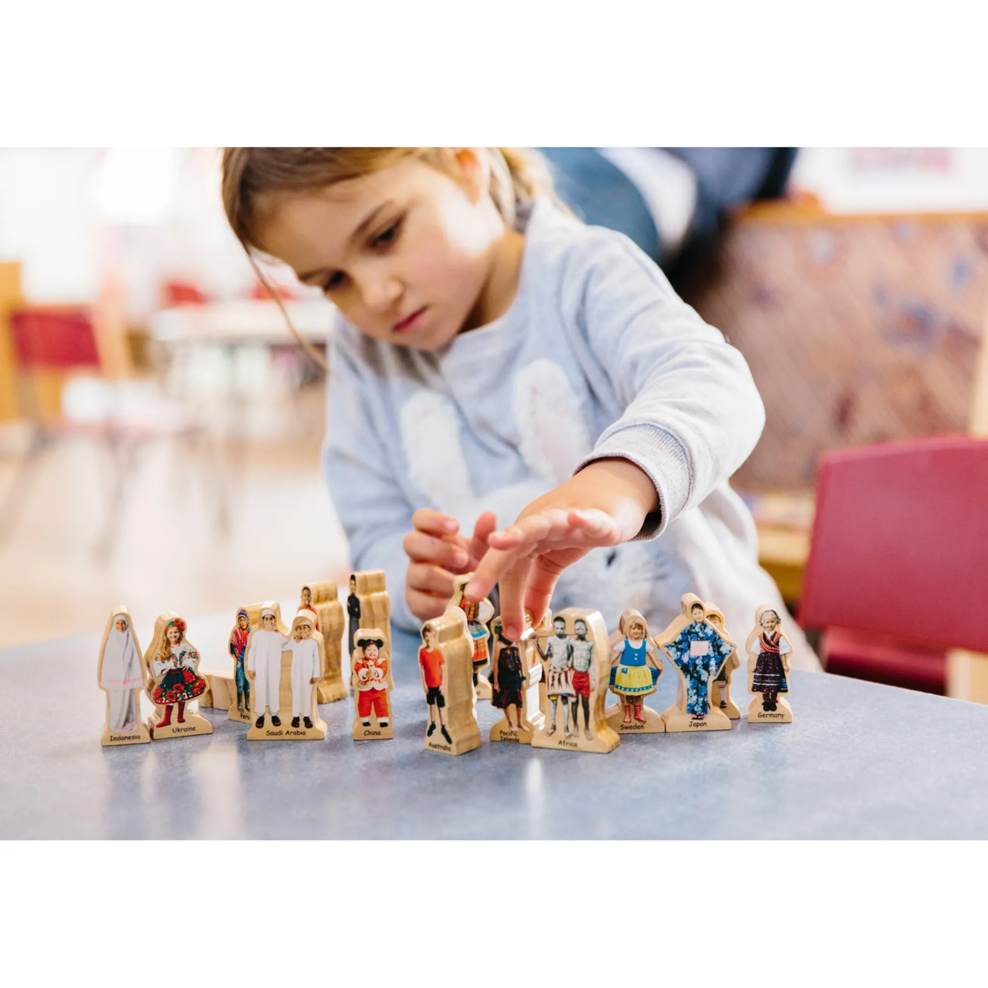 Educators Resource The Freckled Frog Global Friends Wooden Blocks - Set of 18* Wood & Jumbo Blocks|Social & Emotional Skills