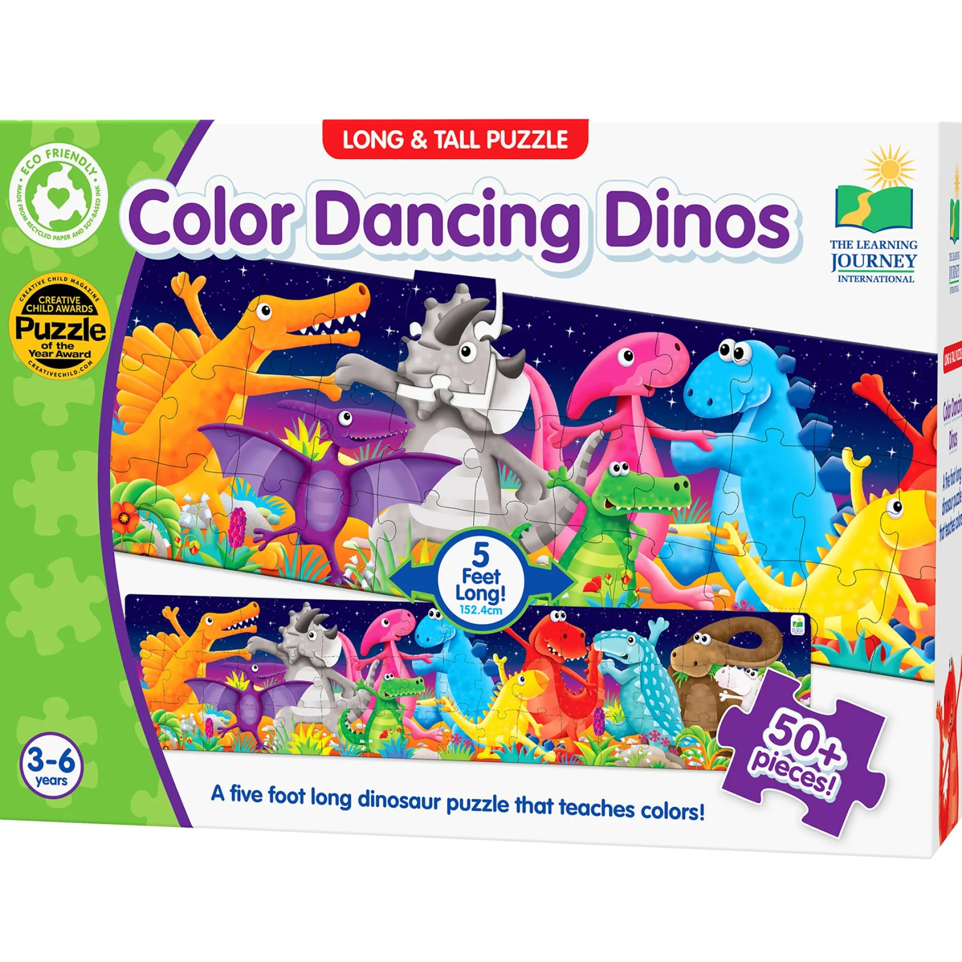 Educators Resource The Learning Journey Long & Tall Puzzles - Color Dancing Dinos - 51 pc* Puzzles|Social & Emotional Skills