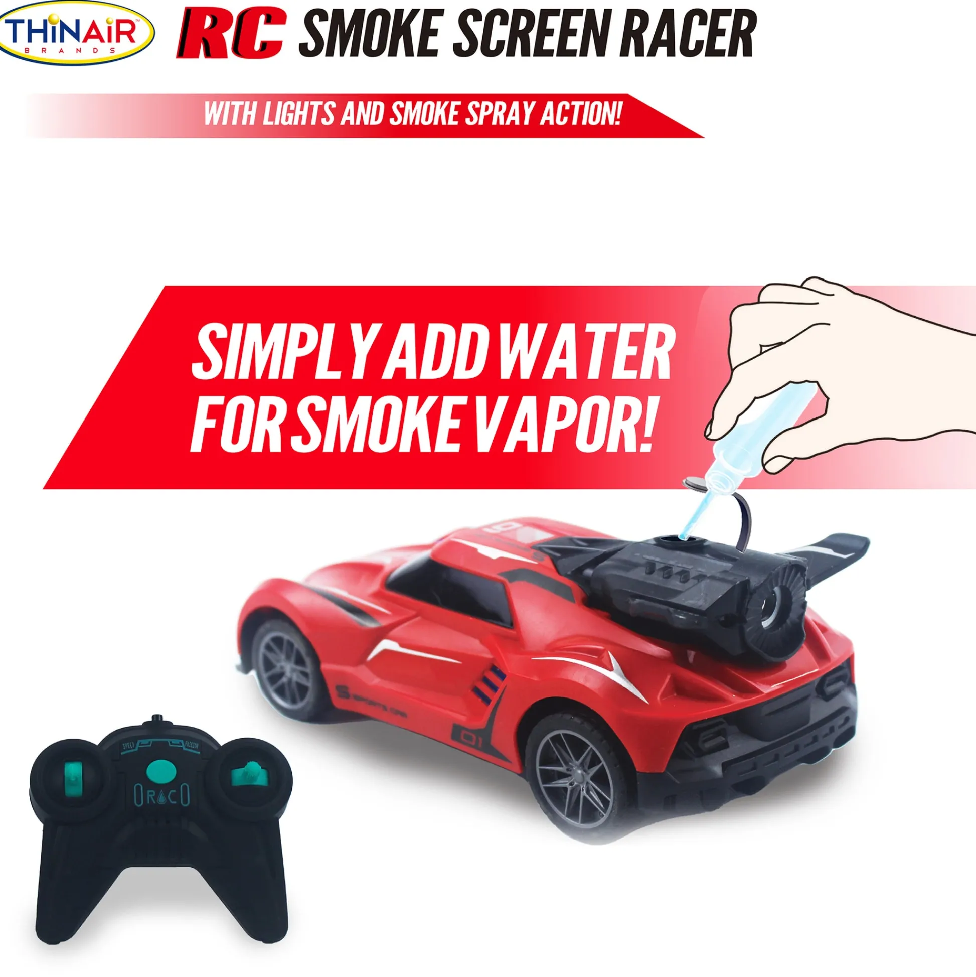 Flat River Group Thin Air Brands Hyper Drive RC Smoke Screen Racer - Red Light-Up Car with Vapor Mist* Rc Cars & Flight