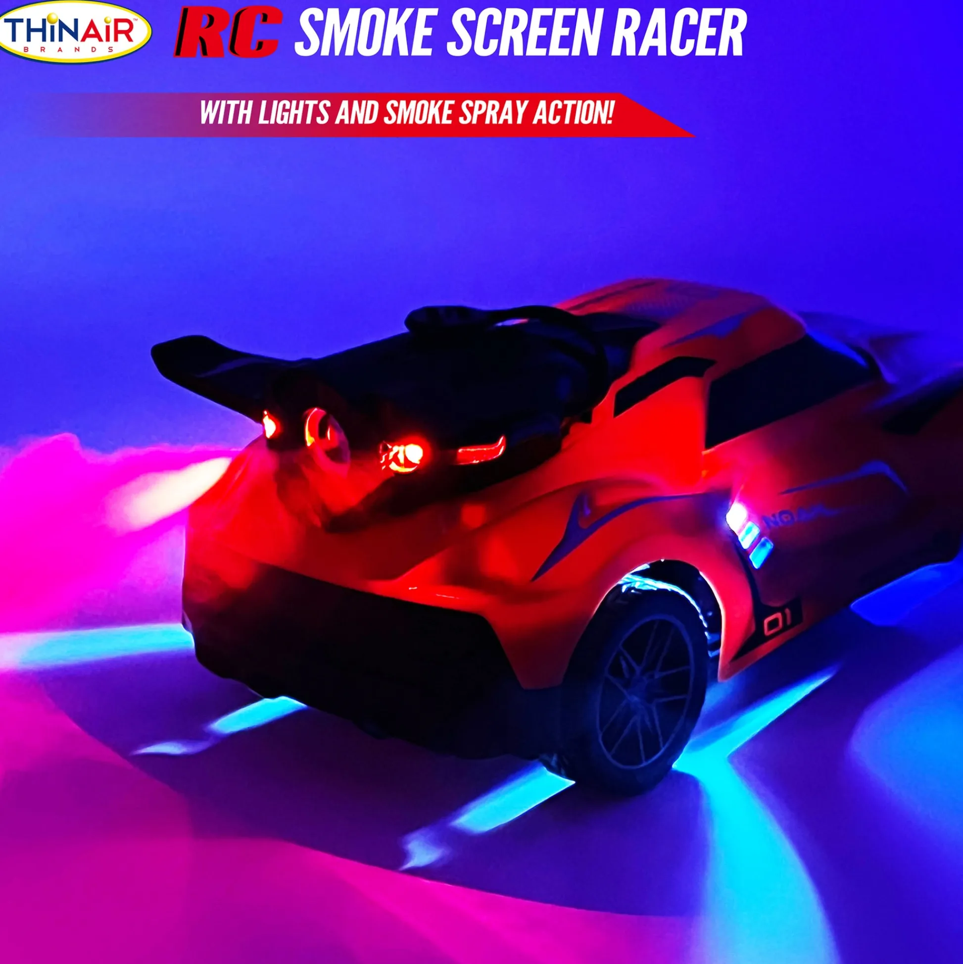 Flat River Group Thin Air Brands Hyper Drive RC Smoke Screen Racer - Red Light-Up Car with Vapor Mist* Rc Cars & Flight
