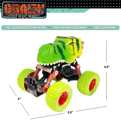 Flat River Group Thin Air Toys Crazy Truck Big Wheels Dinosaur Stunt Truck 4.5"* Playsets & Vehicles