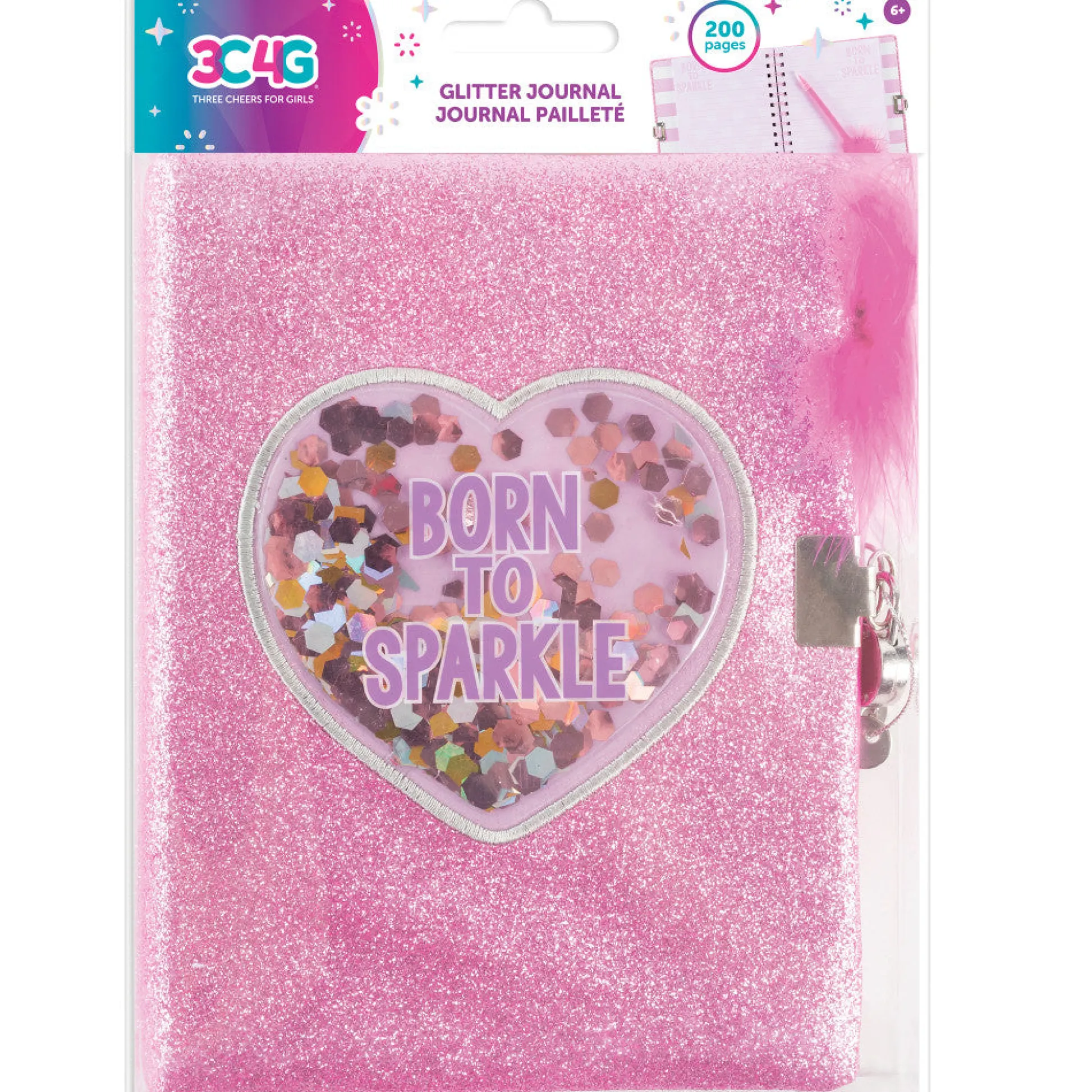 Flat River Group Three Cheers For Girls - Born To Sparkle - Glitter Locking Journal* Coloring Books & Activity Books