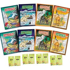 Flat River Group Three Little Twigs Animals of the World Coloring Book Set - 16pc Bundle*Kids Kids Books|Boxed Book Sets