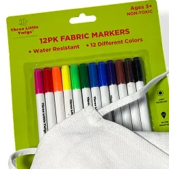 Flat River Group Three Little Twigs DIY Coloring Set: 12 Fabric Markers & Canvas Apron* Drawing, Color & Painting
