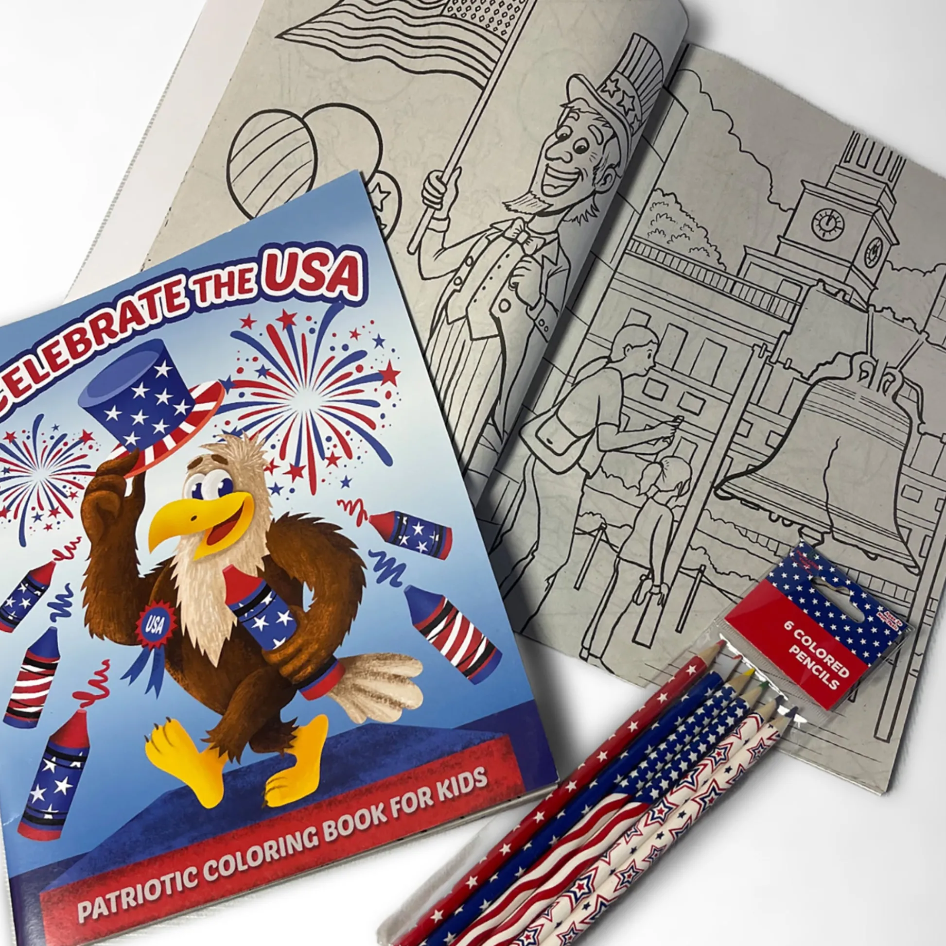 Flat River Group Three Little Twigs Patriotic 8-Piece Coloring Book Bundle for Kids Ages 3+*Kids Kids Books|Drawing, Color & Painting