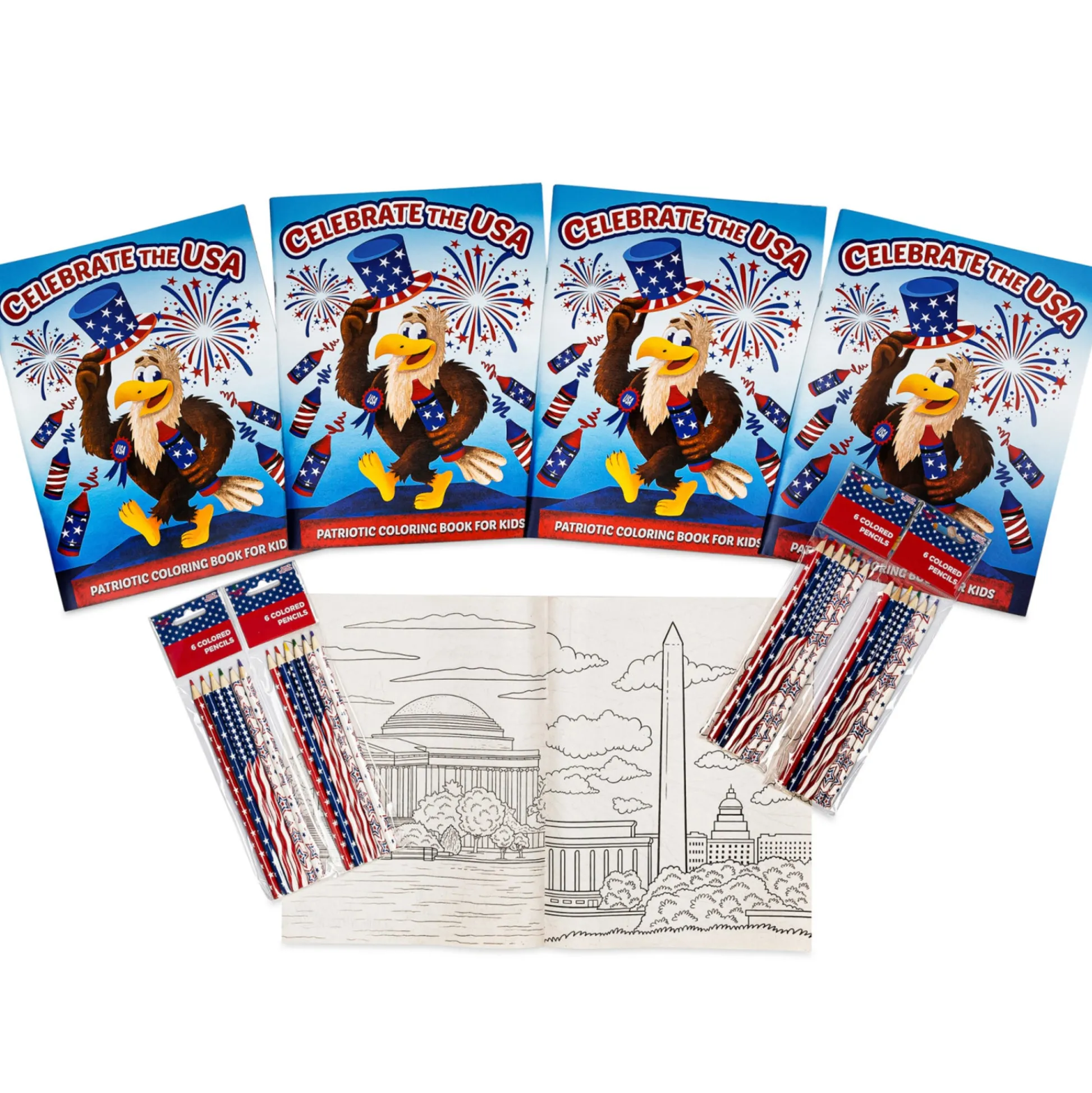 Flat River Group Three Little Twigs Patriotic 8-Piece Coloring Book Bundle for Kids Ages 3+*Kids Kids Books|Drawing, Color & Painting