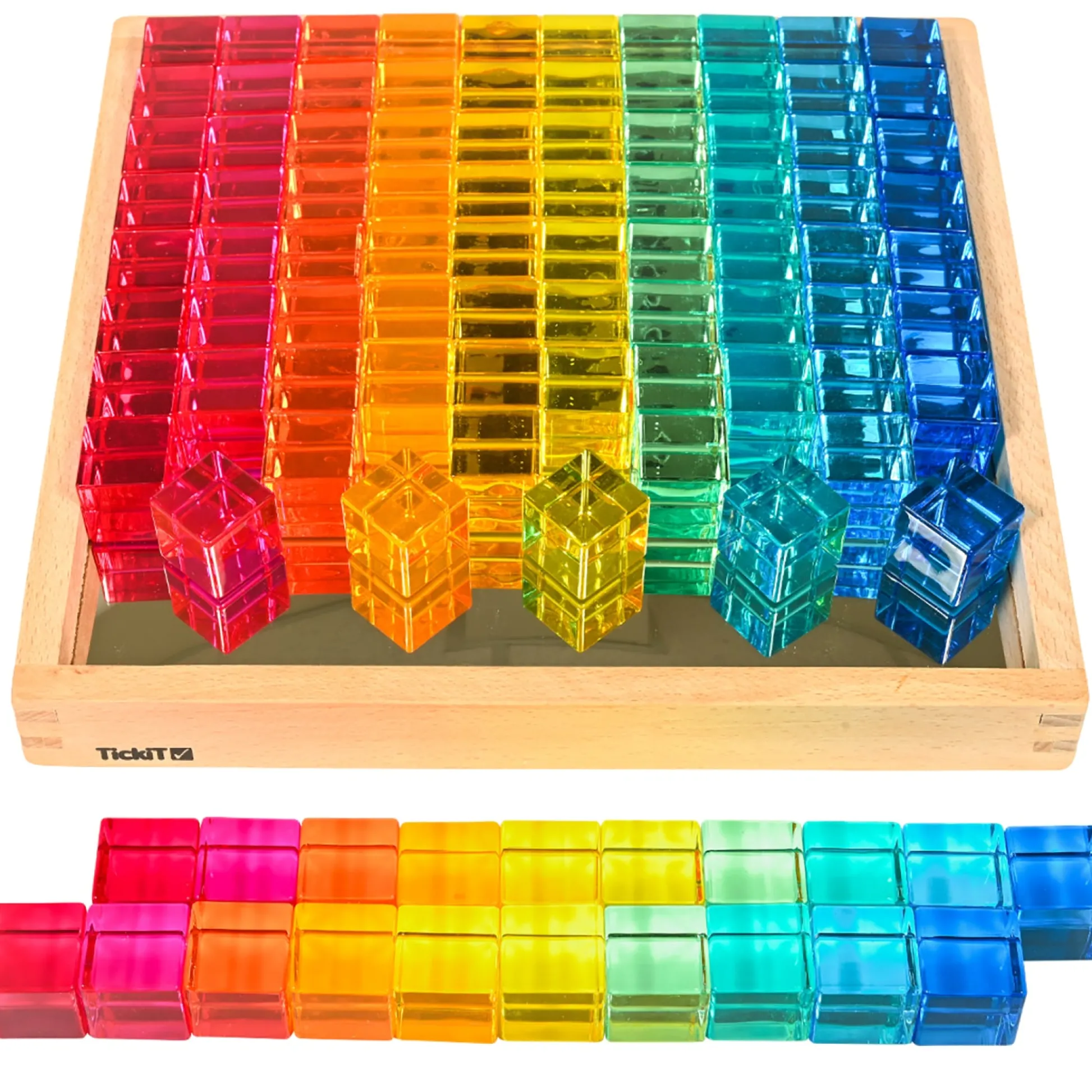 Educators Resource TickiT Gem Cube Mirror Tray - Colorful Sensory Exploration* Preschool Education Toys & Activities