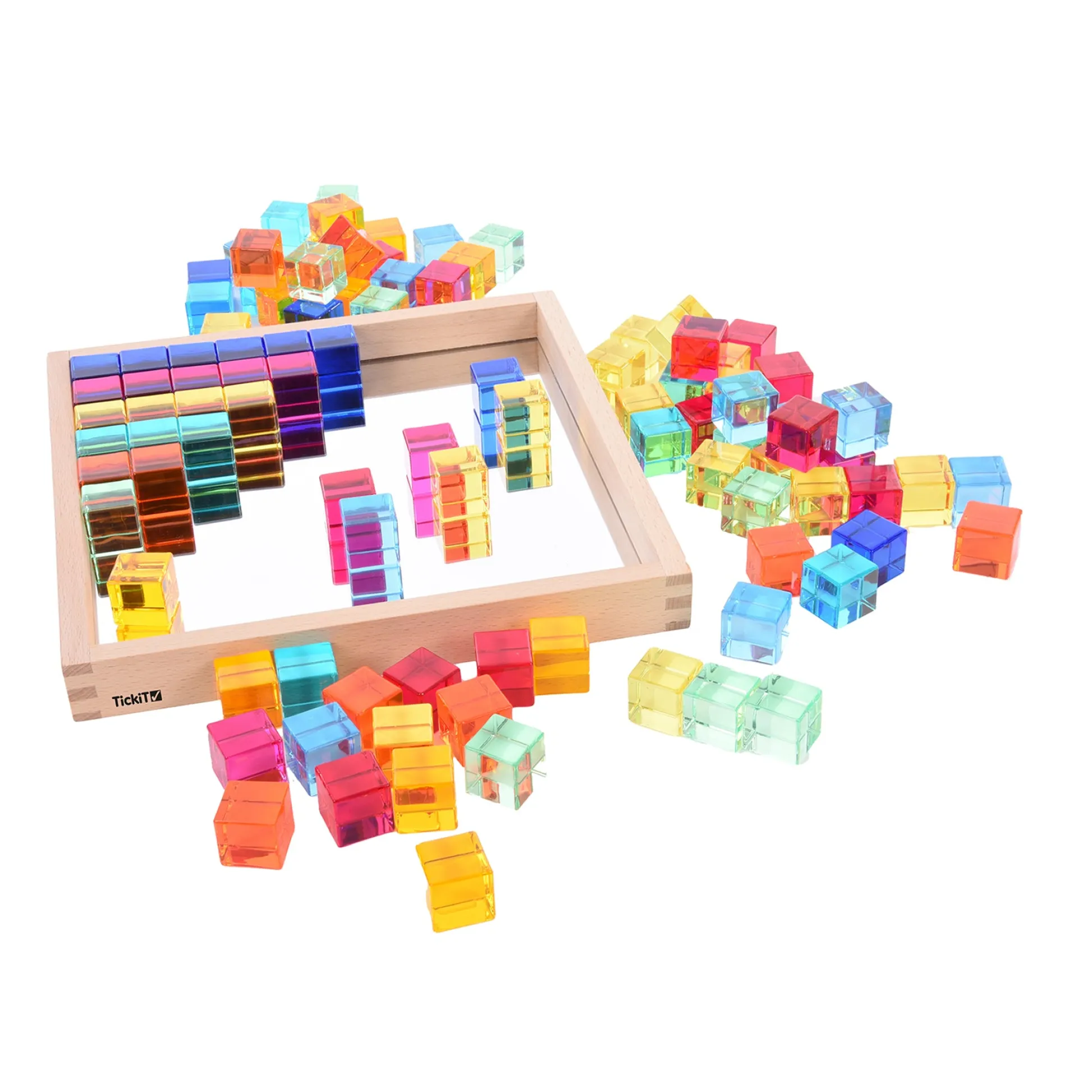 Educators Resource TickiT Gem Cube Mirror Tray - Colorful Sensory Exploration* Preschool Education Toys & Activities