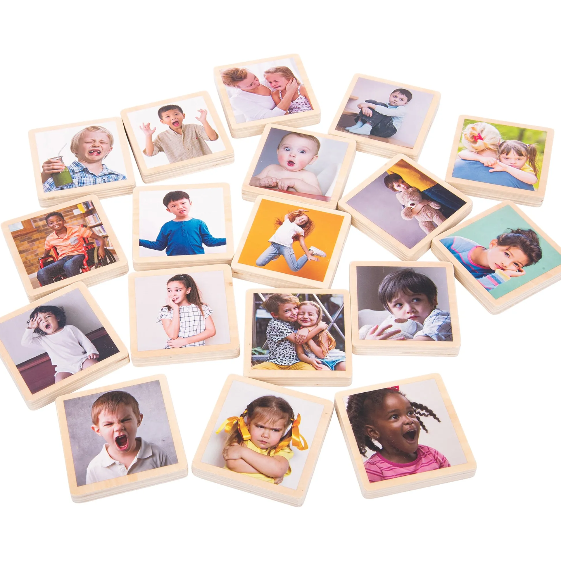 Educators Resource TickiT My Emotions Wooden Tiles - Educational Emotion Recognition Set - 18 Pieces* Social & Emotional Skills|Preschool Education Toys & Activities