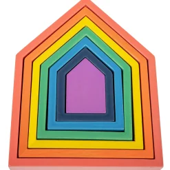 Educators Resource TickiT Rainbow Architect Houses - Colorful Wooden Nesting Play Set of 7* Wood & Jumbo Blocks