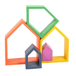 Educators Resource TickiT Rainbow Architect Houses - Colorful Wooden Nesting Play Set of 7* Wood & Jumbo Blocks
