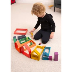 Educators Resource TickiT Rainbow Architect Houses - Colorful Wooden Nesting Play Set of 7* Wood & Jumbo Blocks