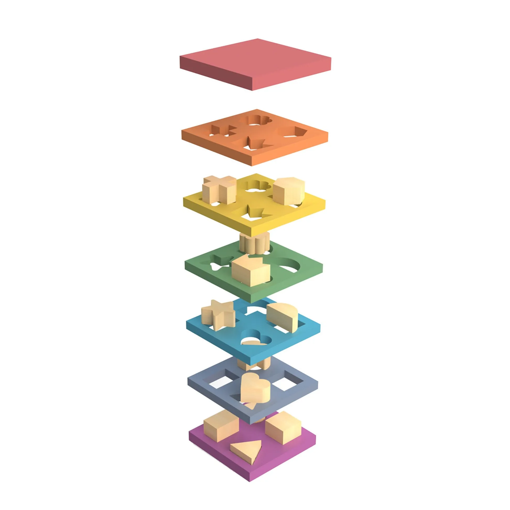 Educators Resource TickiT Rainbow Wooden Shape Stacker – Colorful Educational Toy* Blocks, Sorting & Stacking Toys