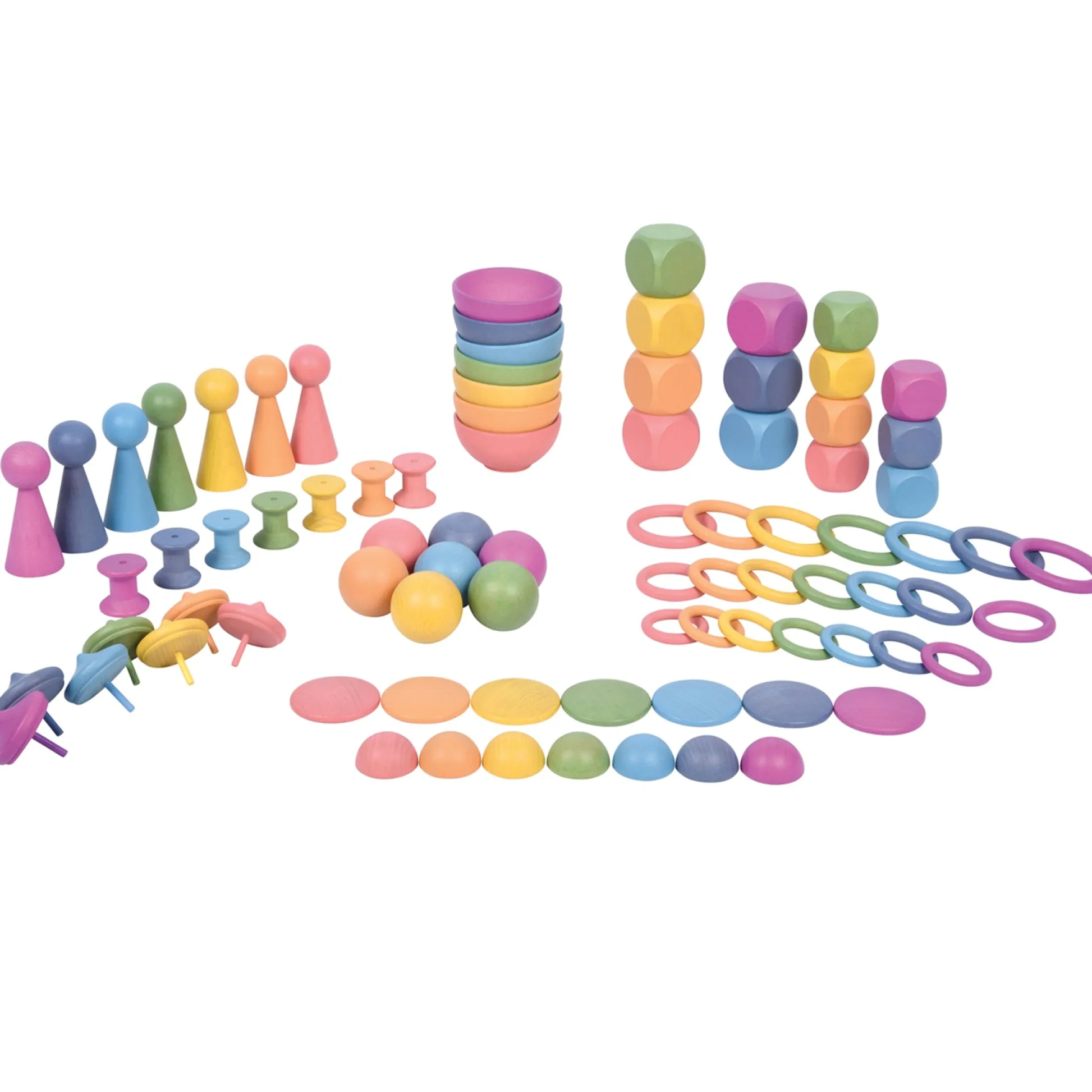 Educators Resource TickiT Rainbow Wooden Super Set – 84 Pieces in 7 Colors* Wood & Jumbo Blocks