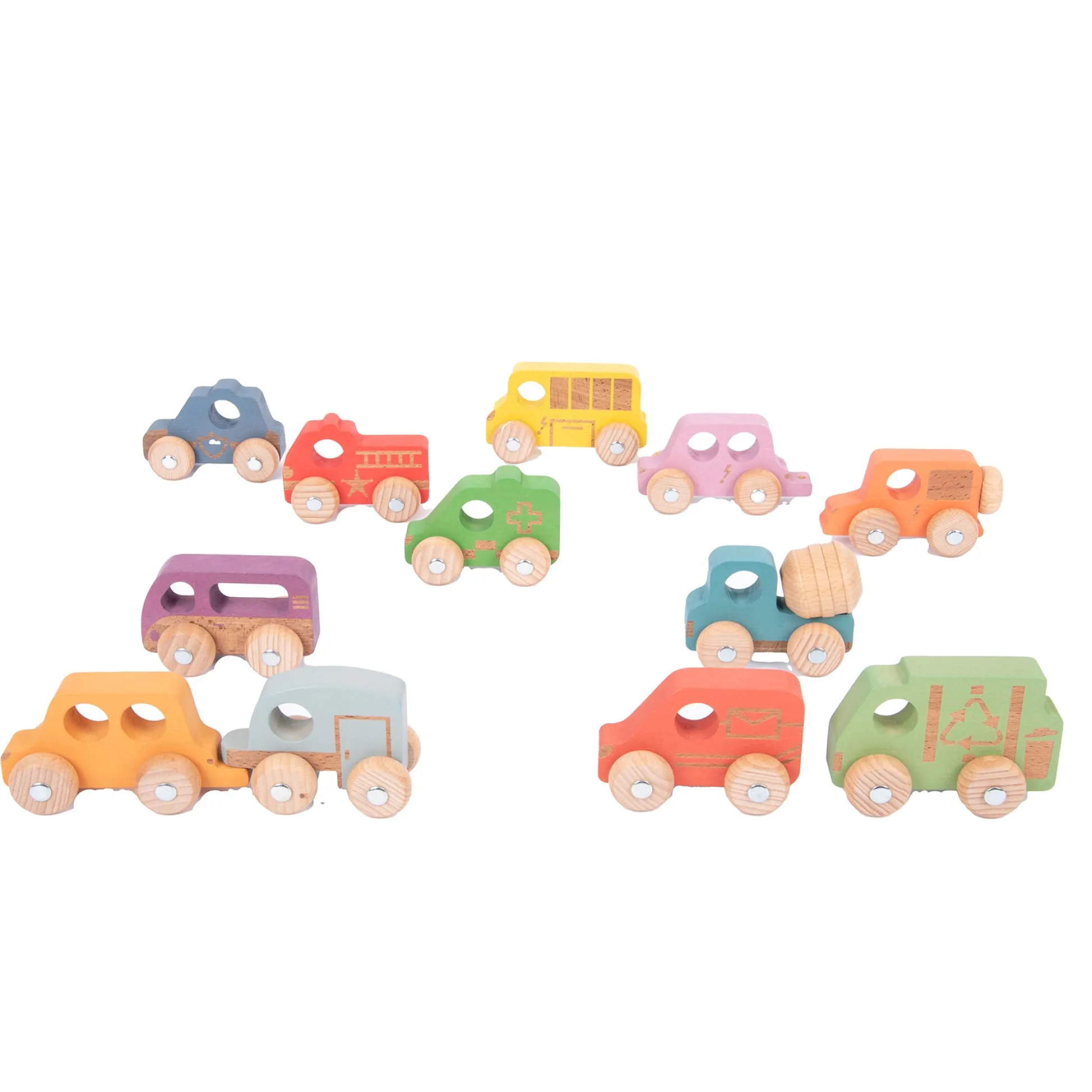 Educators Resource TickiT Rainbow Wooden Vehicles – Colorful Toddler Playset* Preschool Vehicles|Preschool Education Toys & Activities