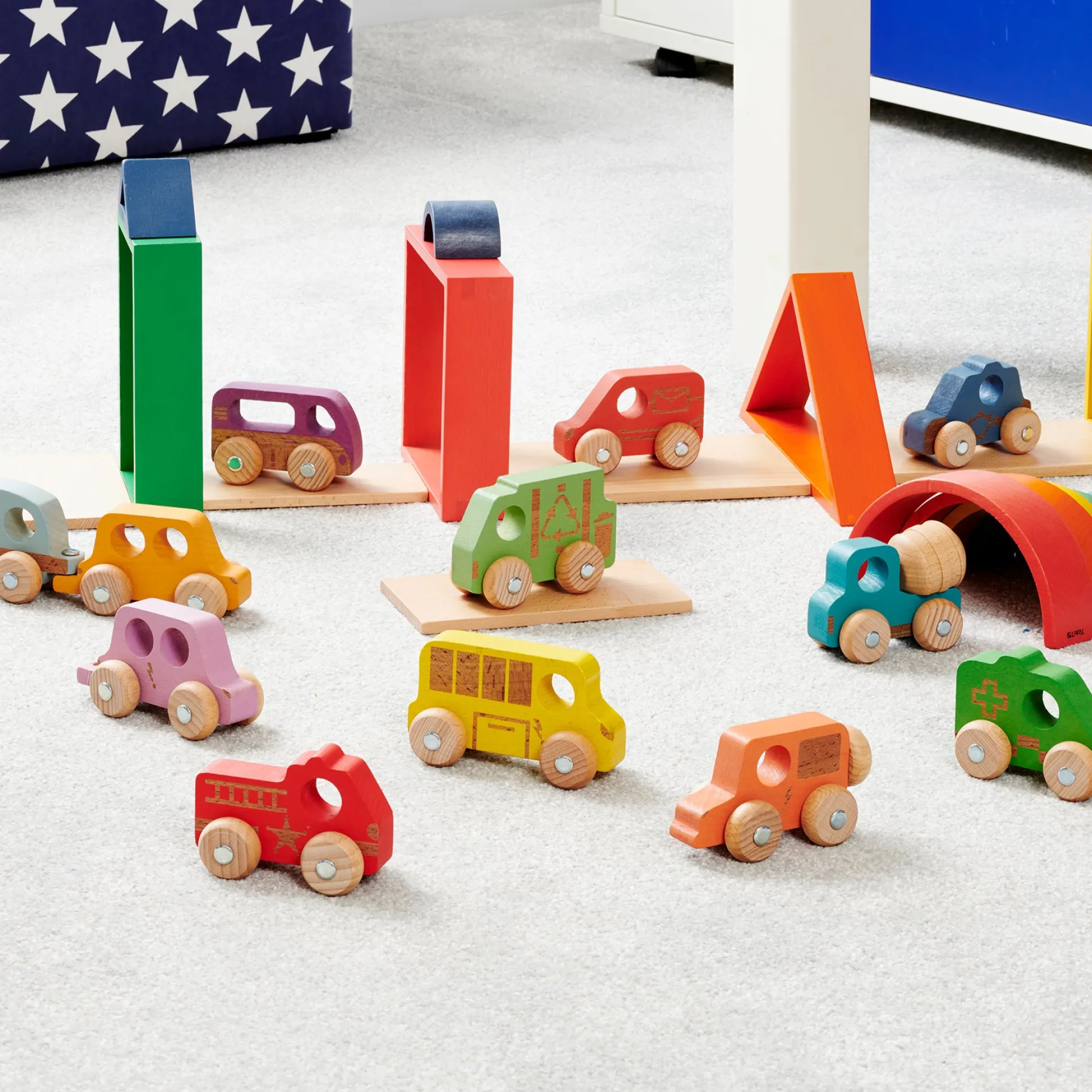 Educators Resource TickiT Rainbow Wooden Vehicles – Colorful Toddler Playset* Preschool Vehicles|Preschool Education Toys & Activities