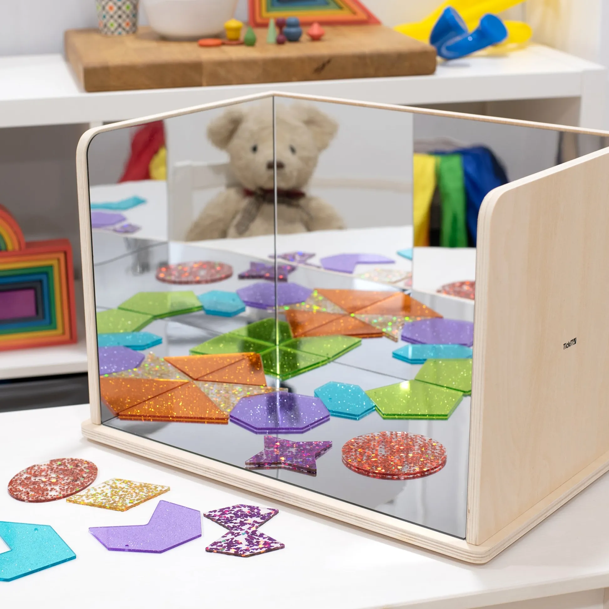 Educators Resource TickiT Wooden Exploratory Mirror - Interactive Discovery Panels* Preschool Education Toys & Activities